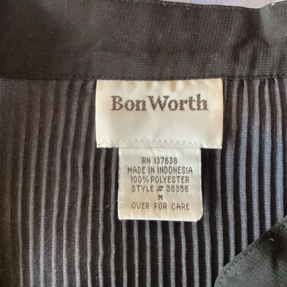 EUC Bon Worth Brand Black and Red Flora Crepe Blouse Size M - Picture 8 of 9